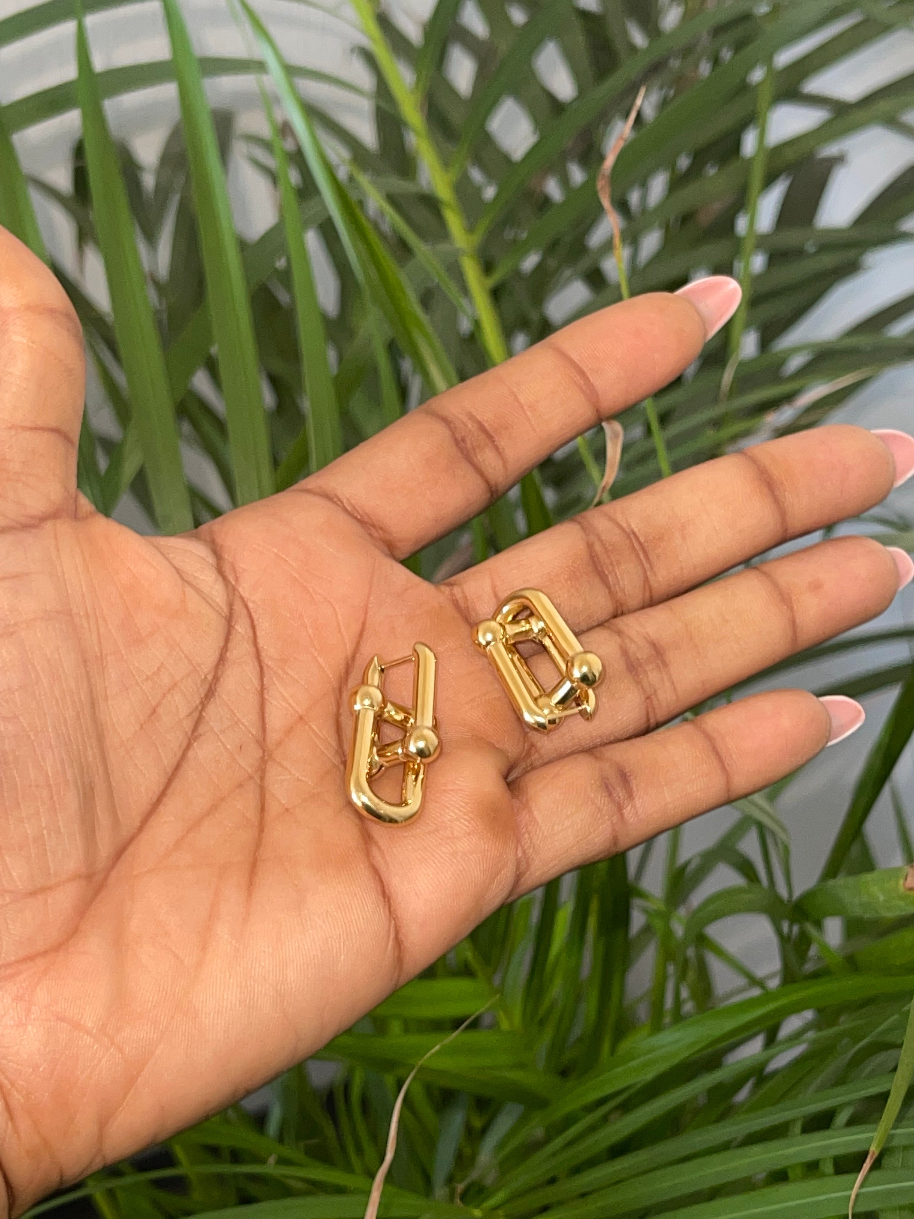 Earrings - RACHEL Bold Gold Dangles close up