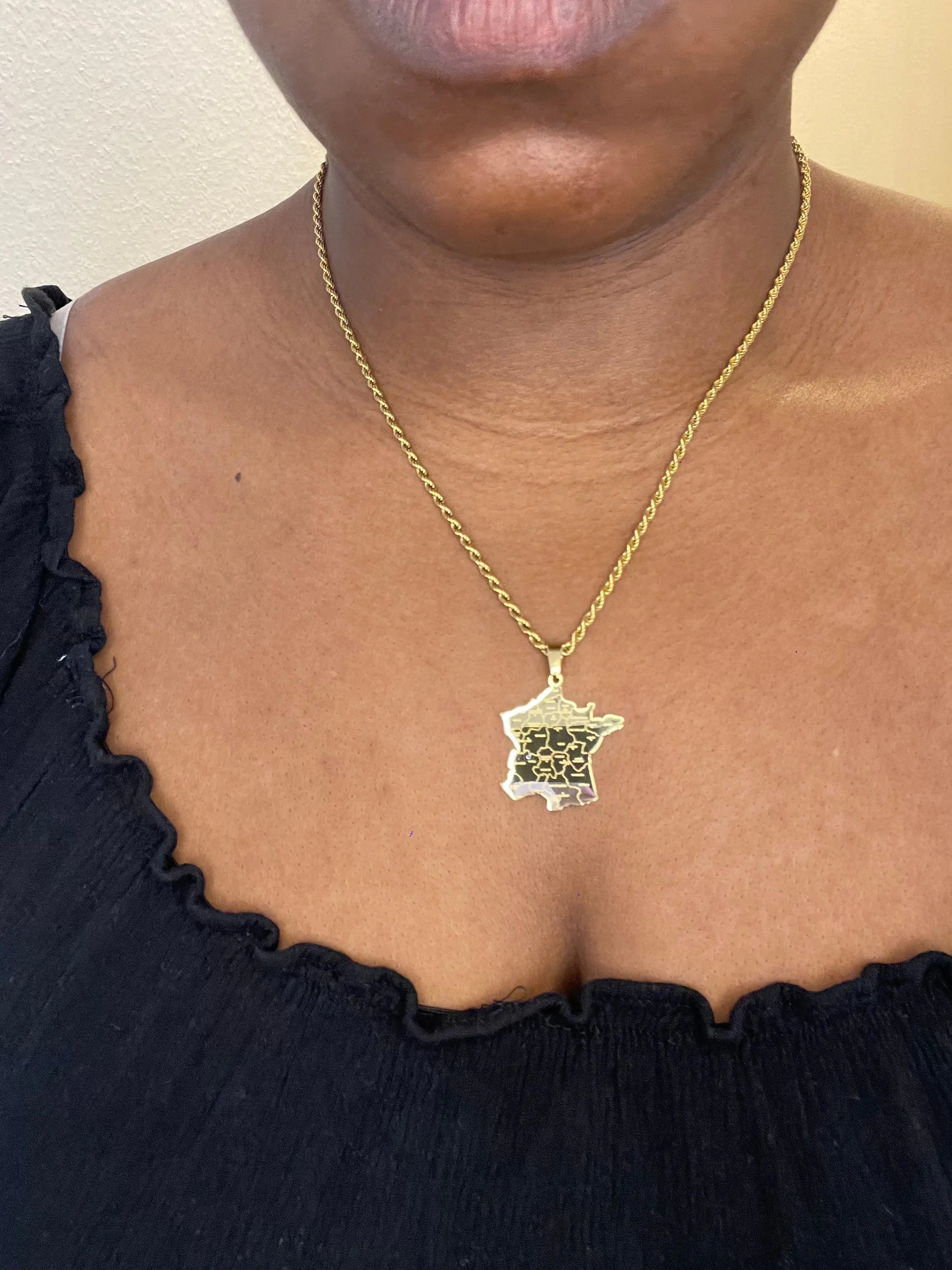 France Map Outline Pendant Necklace - The Halter Corner