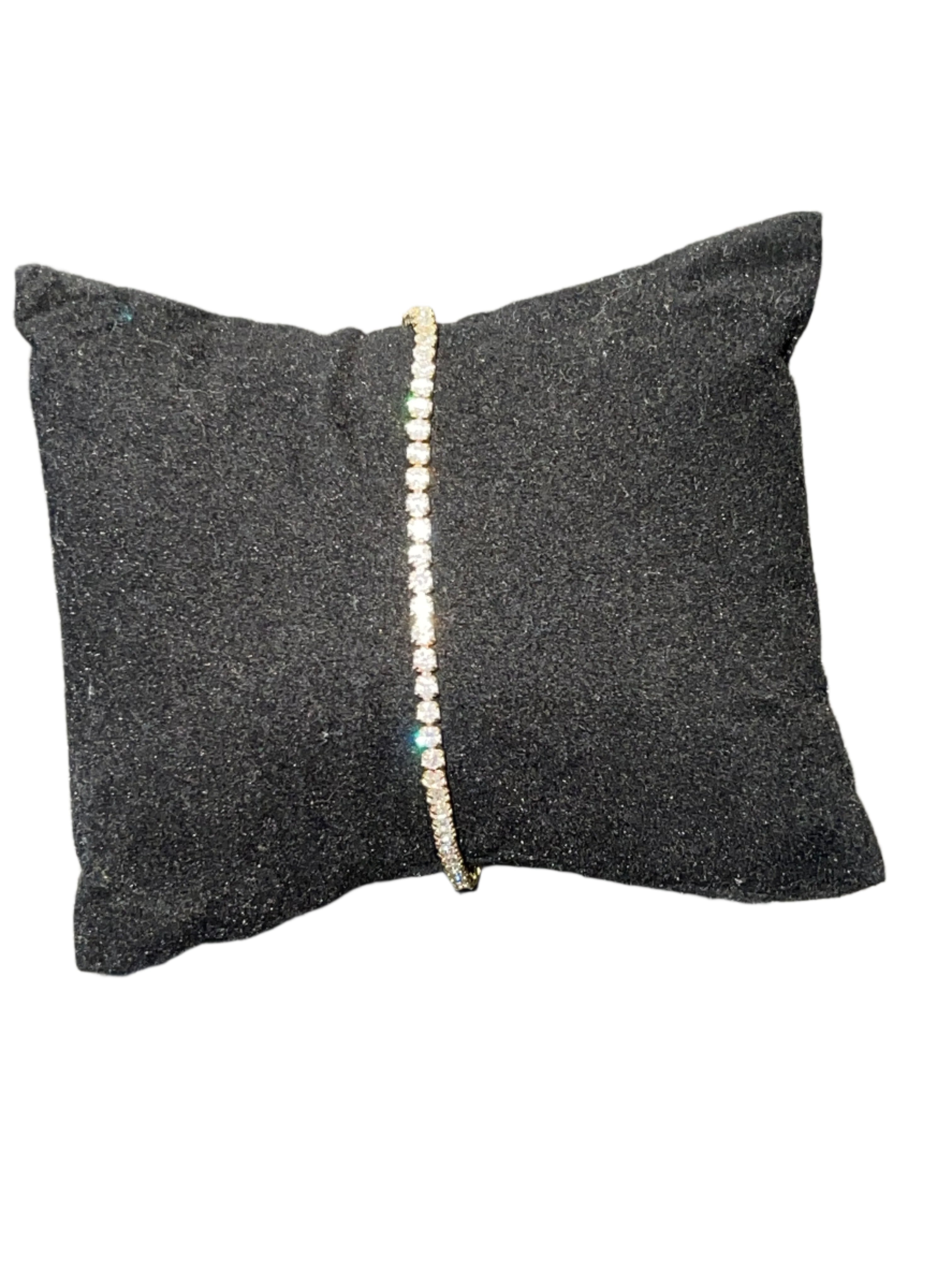 VANESSA small diamond bracelet with cubic zirconia stones on a black cushion.