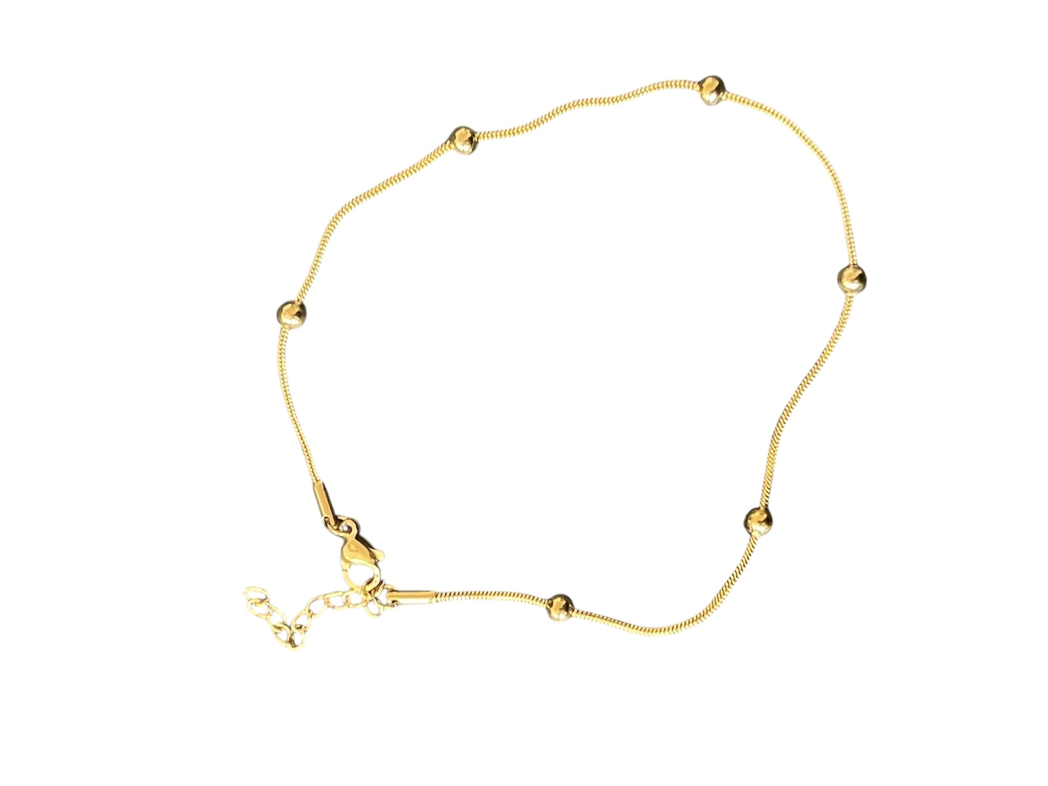 Golden rope chain Savannah Anklet with adjustable length and ball accents.