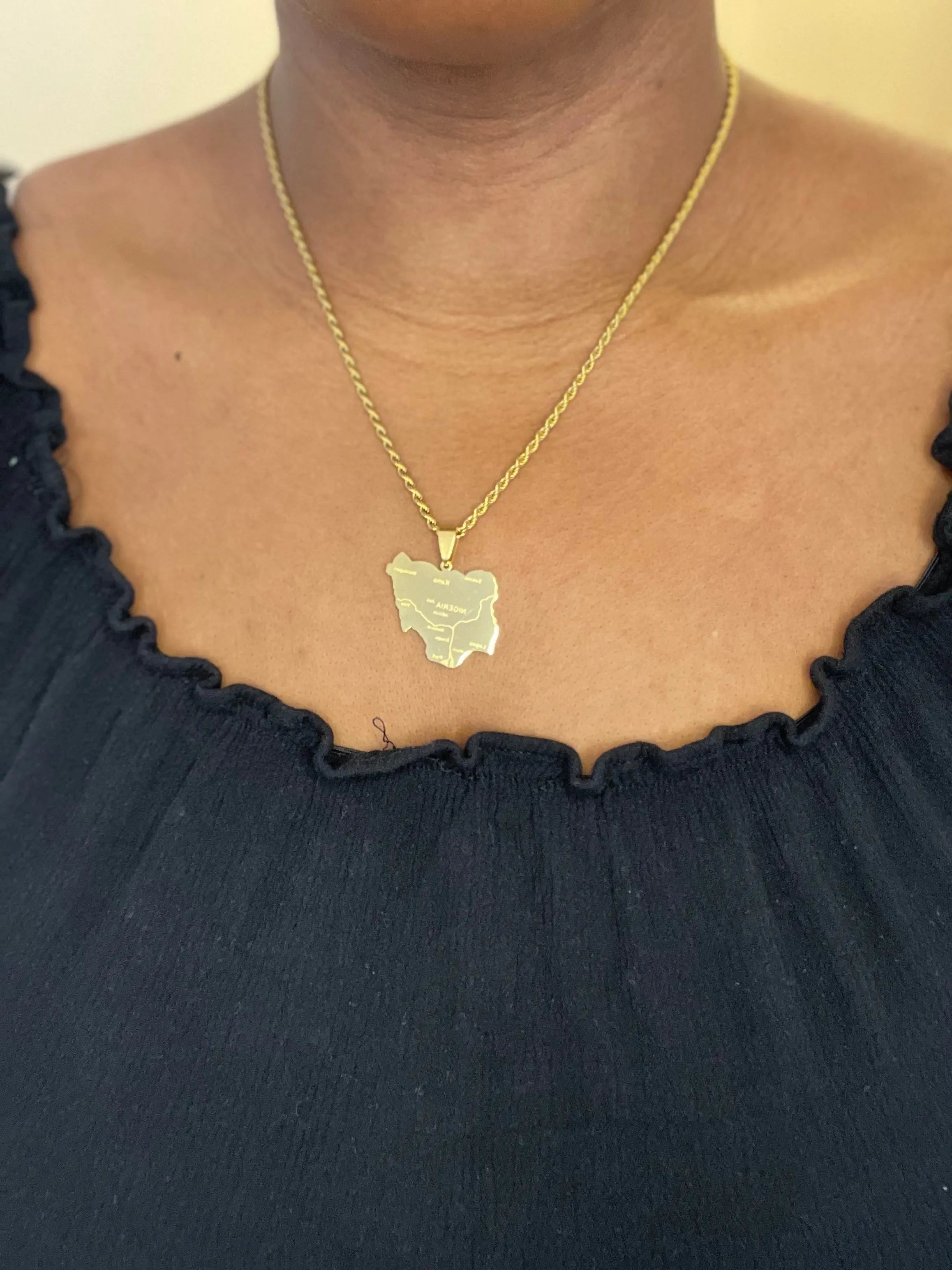 18K Gold Plated Nigeria Map Necklace - The Halter Corner