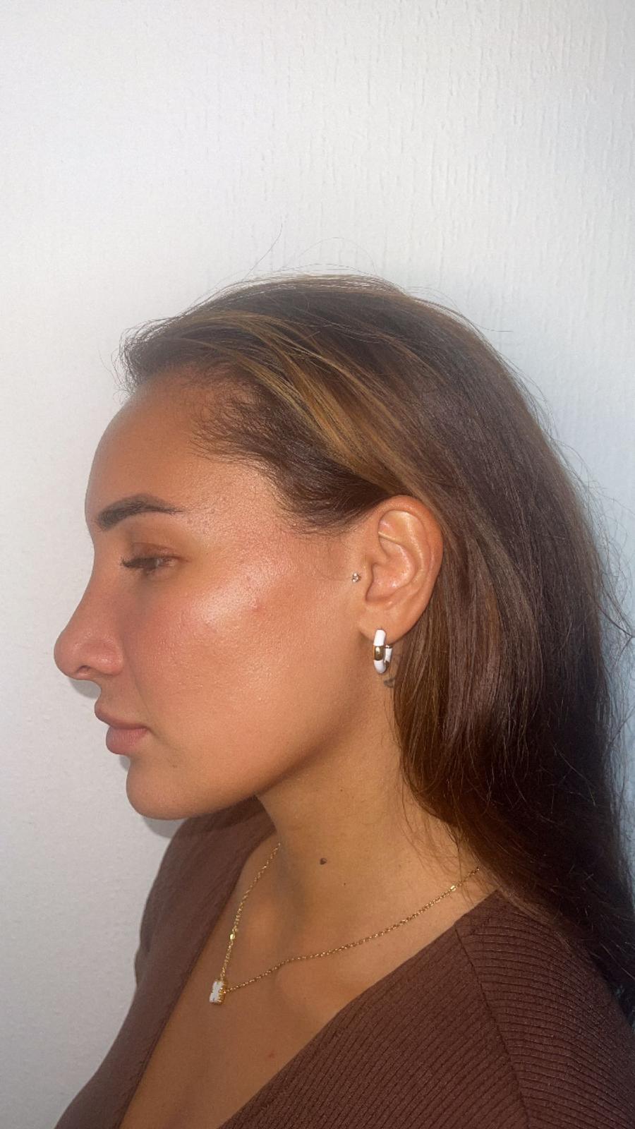 Earrings - CHERYL 18k Gold Plated C-Shape Color Design white worn