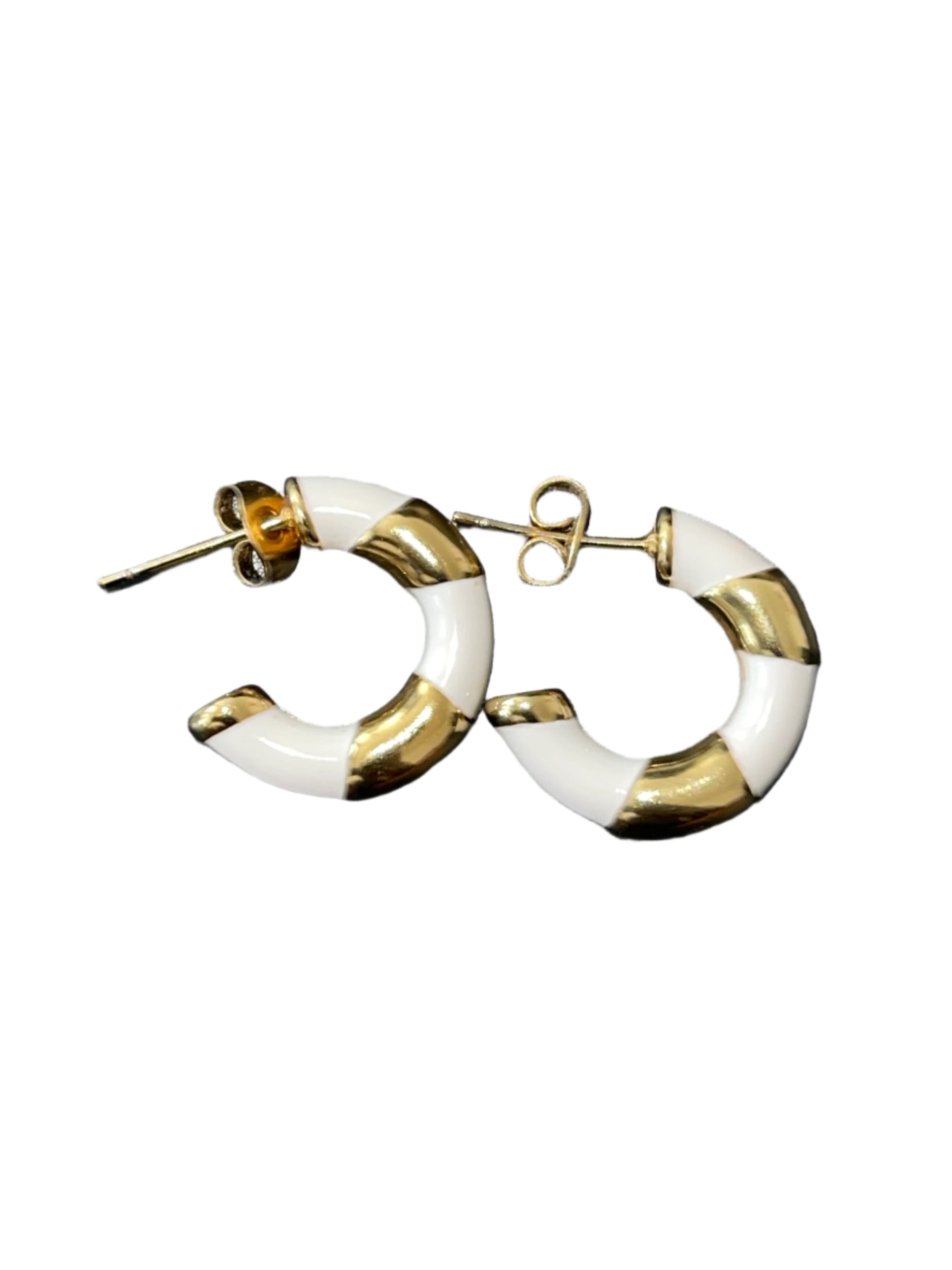 Earrings - CHERYL 18k Gold Plated C-Shape Color Design white