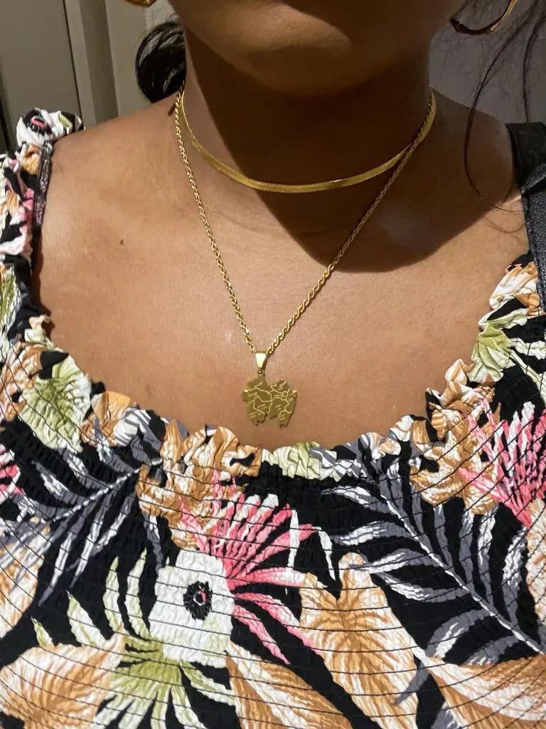 GABON Africa Map Pendant Necklace - Minimalist Necklace, Gabon Jewelry worn