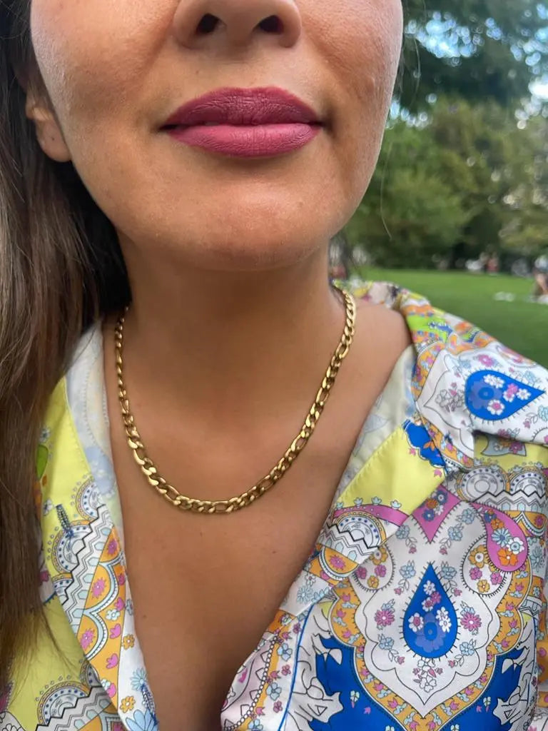 CLYDE 18K Gold Figaro Necklace - The Halter Corner