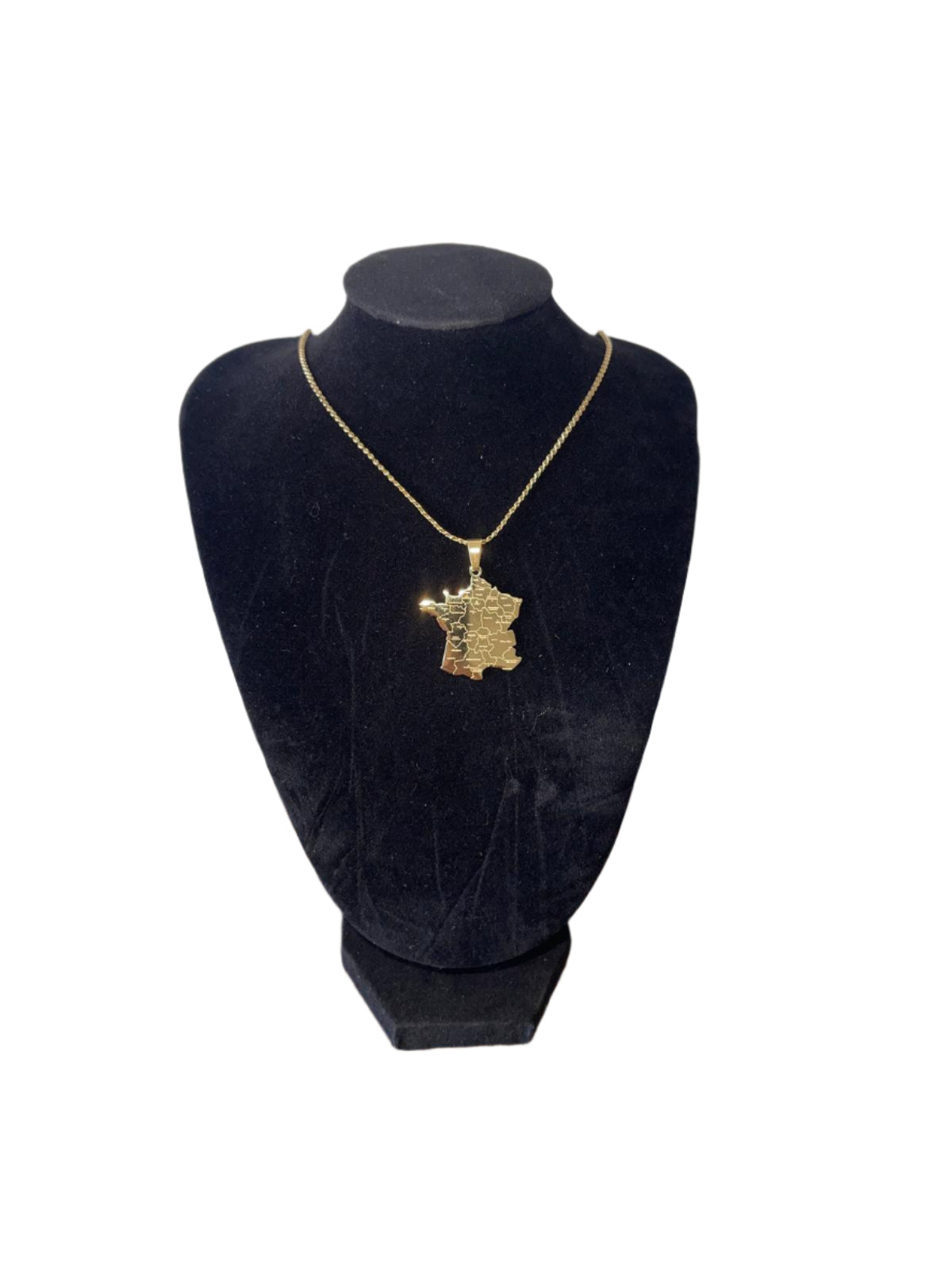 FRANCE Map Outline 18k gold Necklace