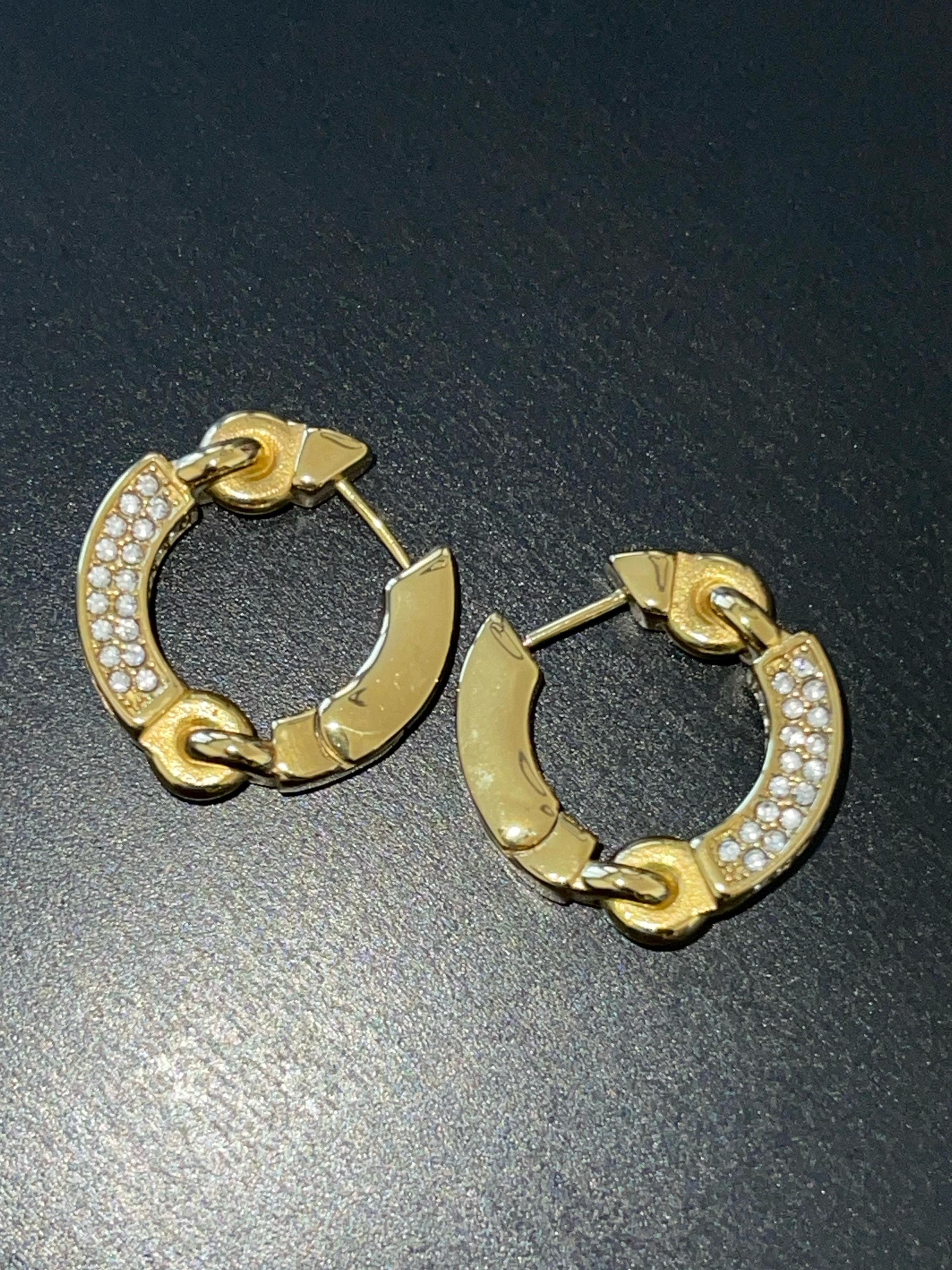 Gold MILANO hoops with pave cubic zirconia accents, elegant and lightweight.