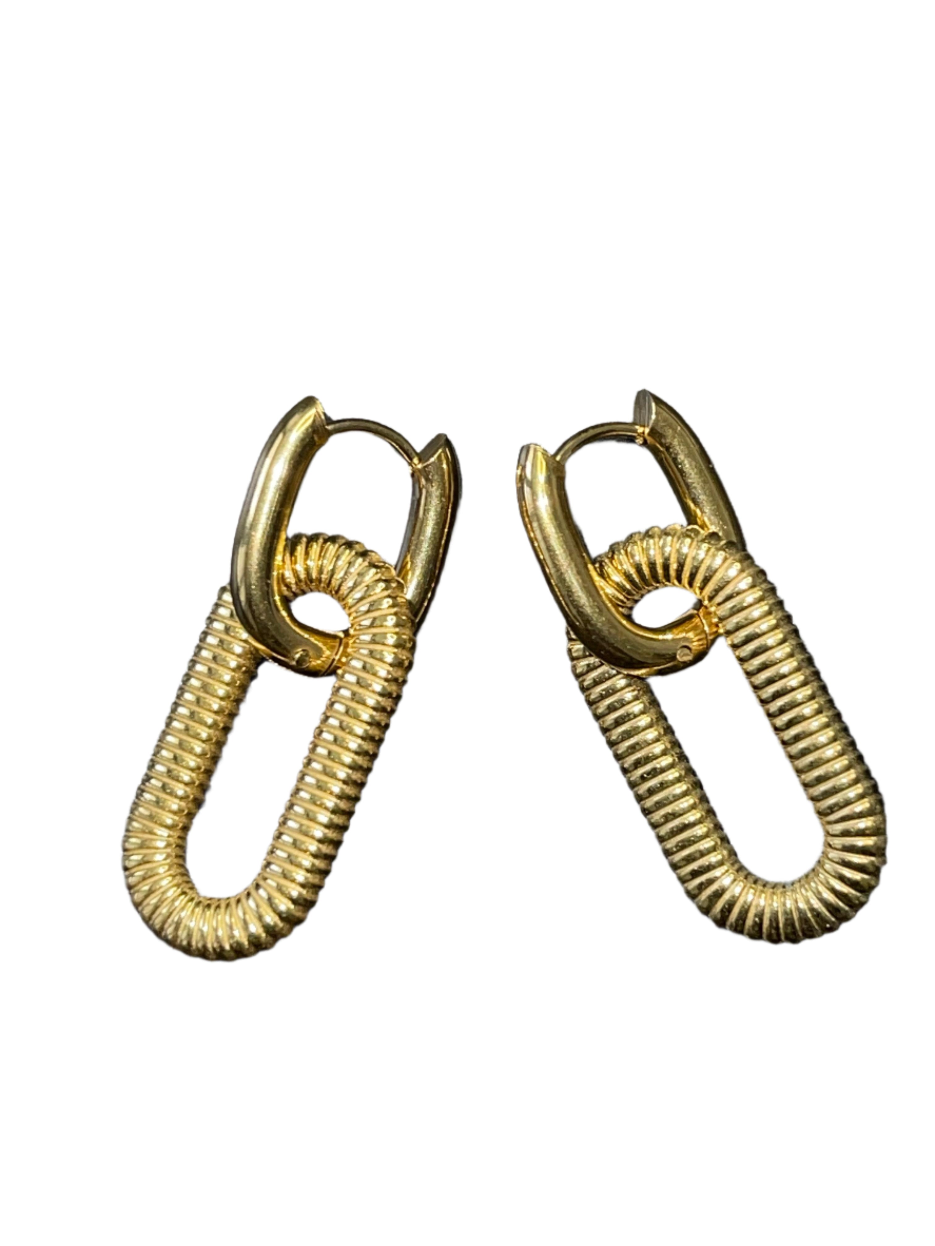 NAOMI Gold-Tone Oval Link Elegant Dangles earrings pics 
