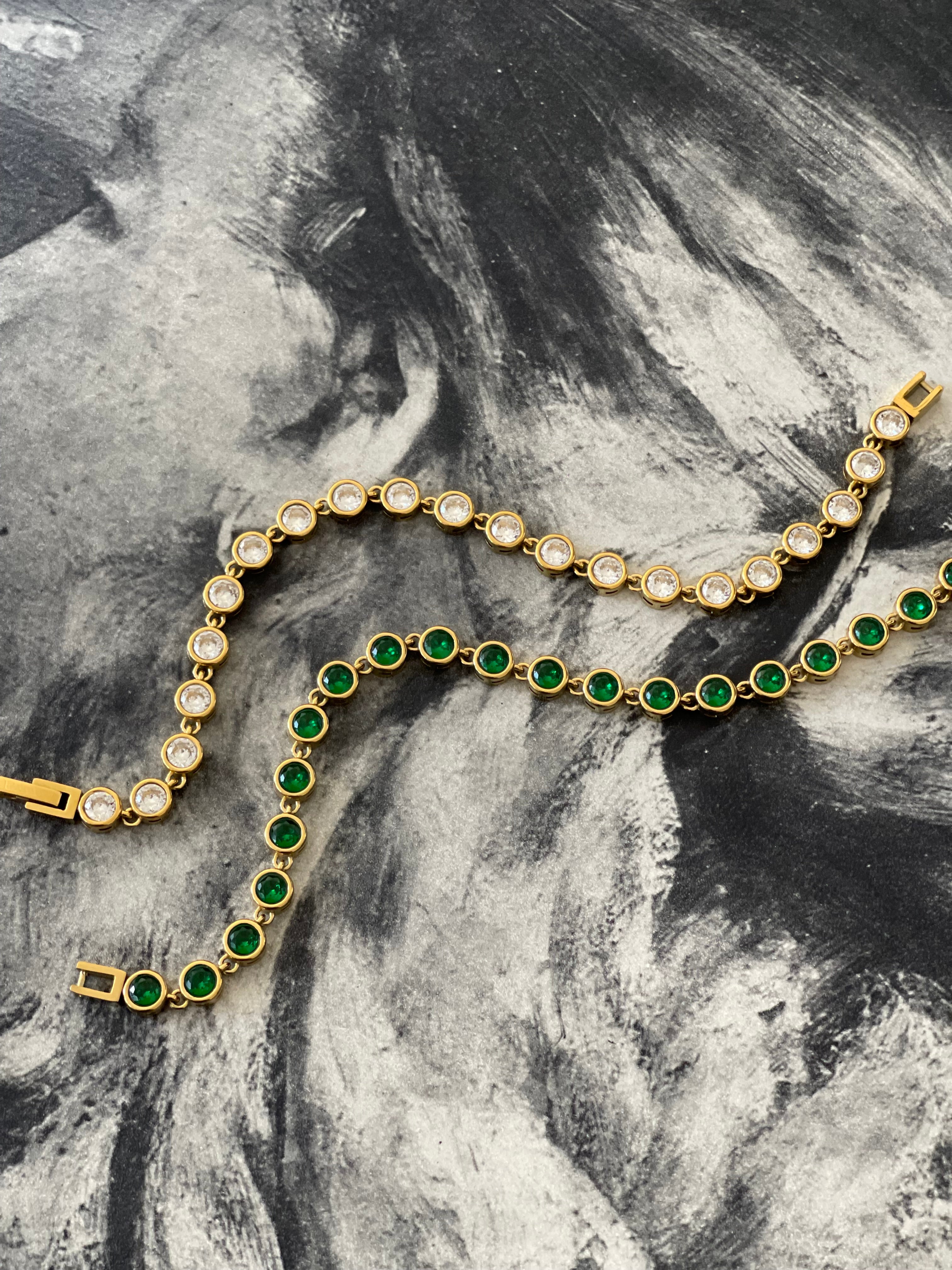 Clarisse Tennis Bracelet 18k gold-plated with bezel-set cubic zirconia stones and polished links