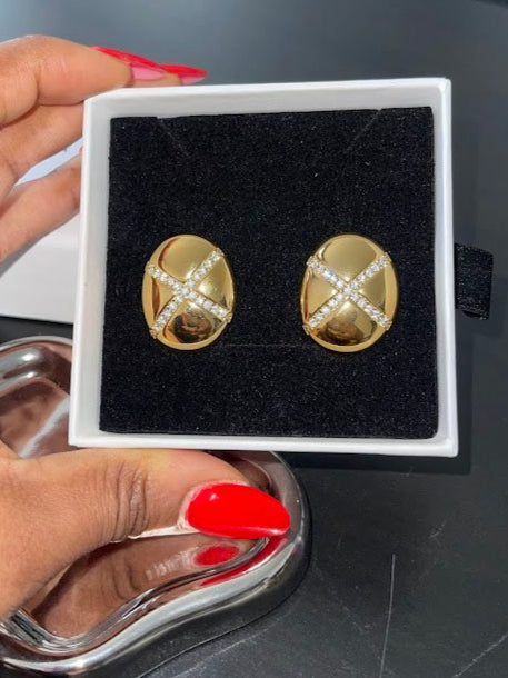 ALEXANDRA– Bold Dome Studs with Crystal Detail