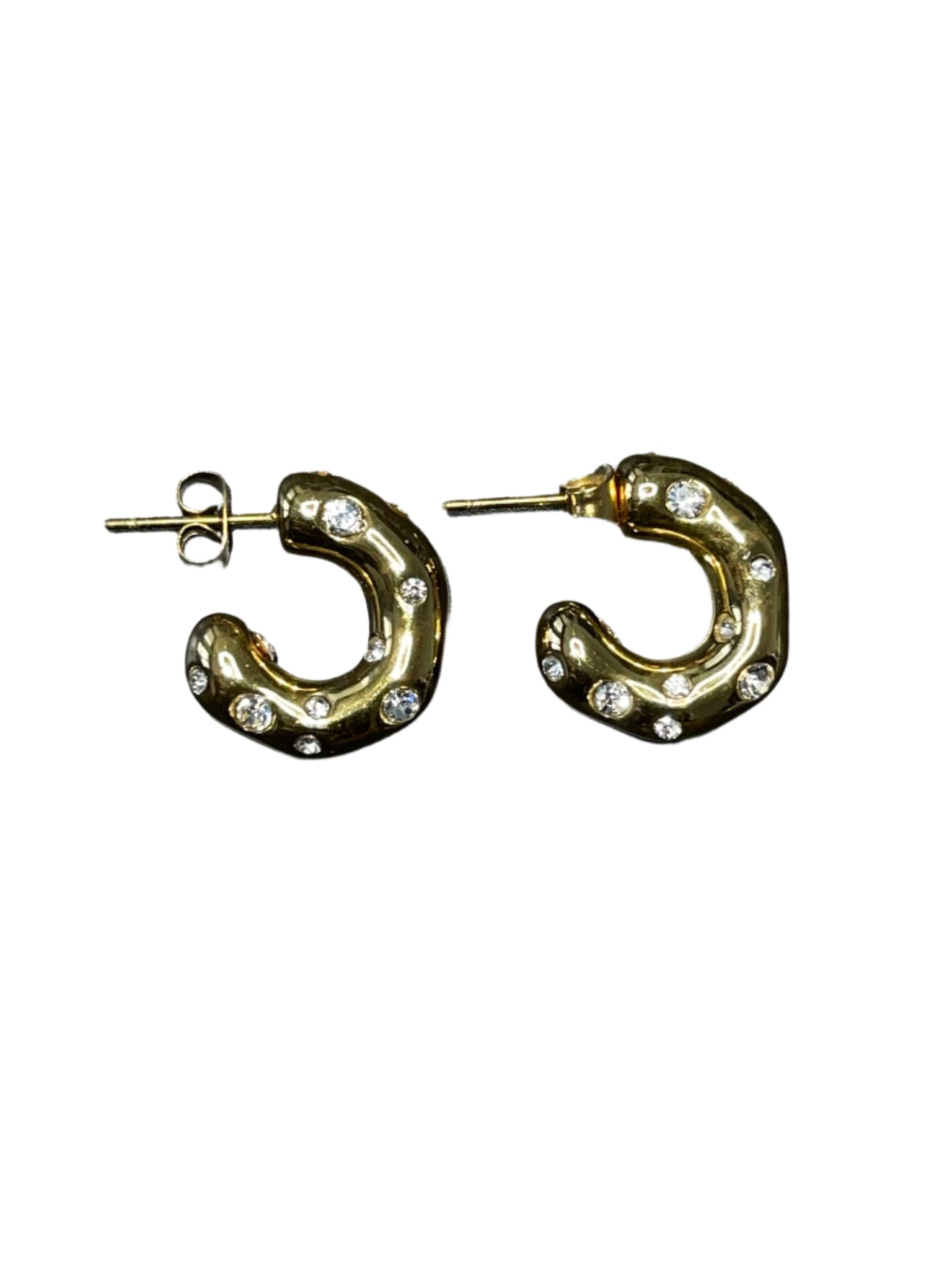Earrings - ALEYNA Small Diamond Hoops 18k Gold Plated picture