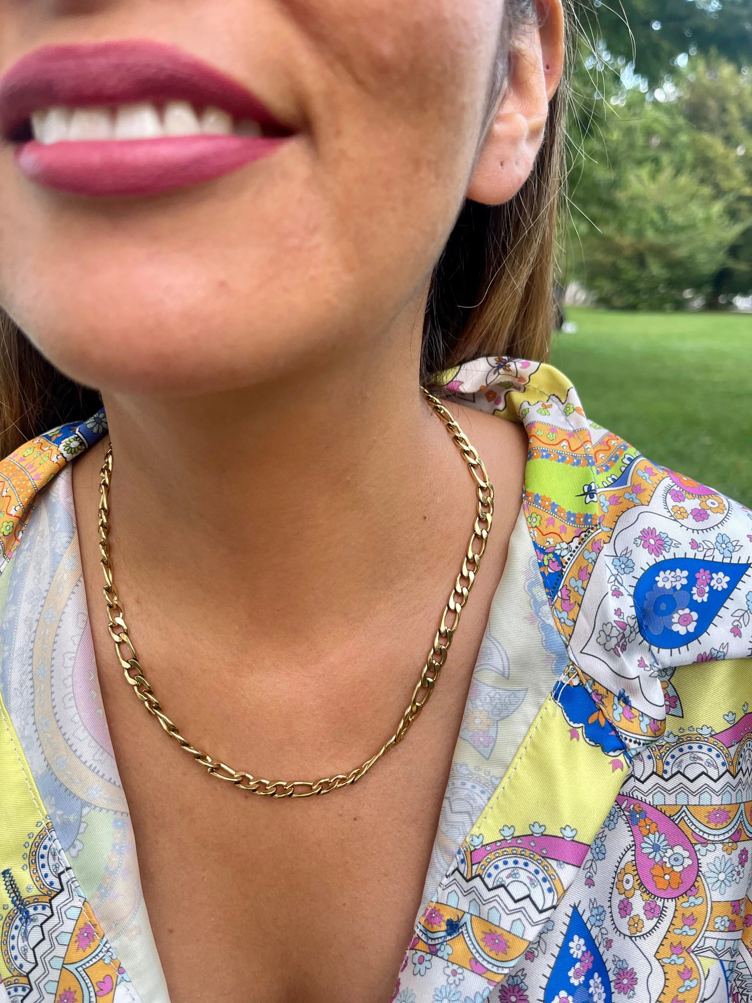 CLYDE 18K Gold Figaro Necklace - The Halter Corner