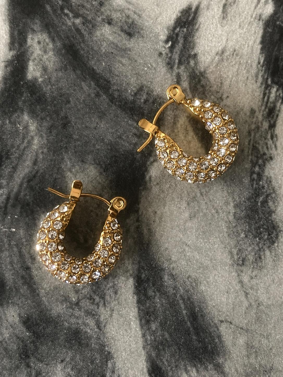 KARIN 18K gold plated hoop earrings with cubic zirconia sparkle, lightweight and elegant design
