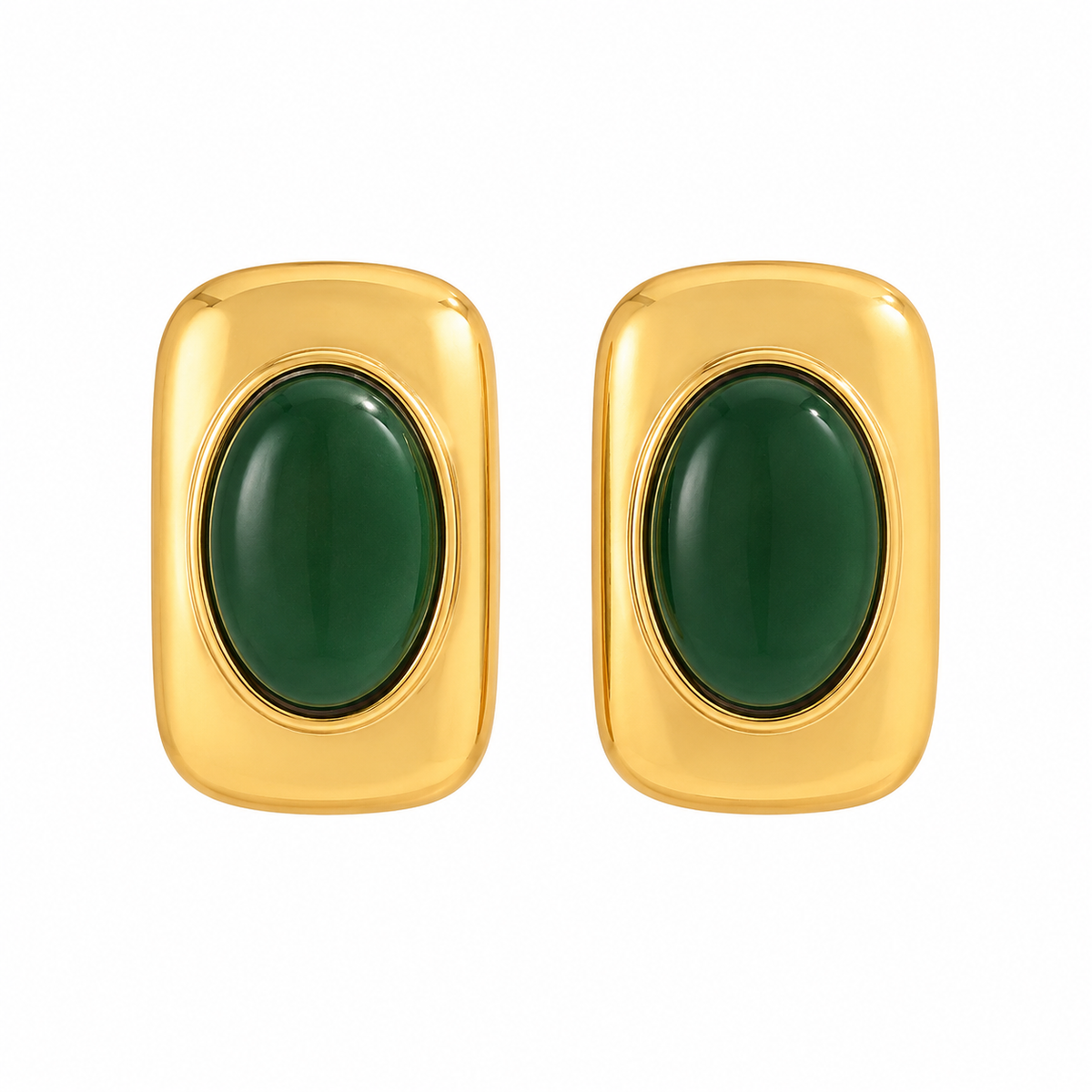 NORA gold-plated stud earrings with green faceted stones